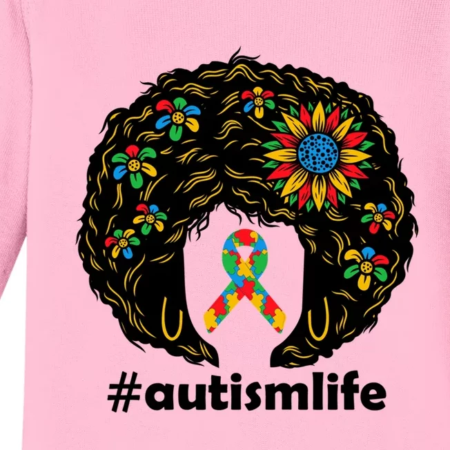 African American Teacher Afro Hair Style Autism Awareness Gift Baby Long Sleeve Bodysuit