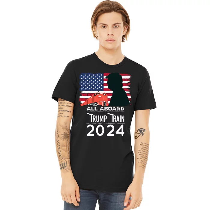 All Aboard Trump Train 2024 Vintage American Flag Premium T-Shirt