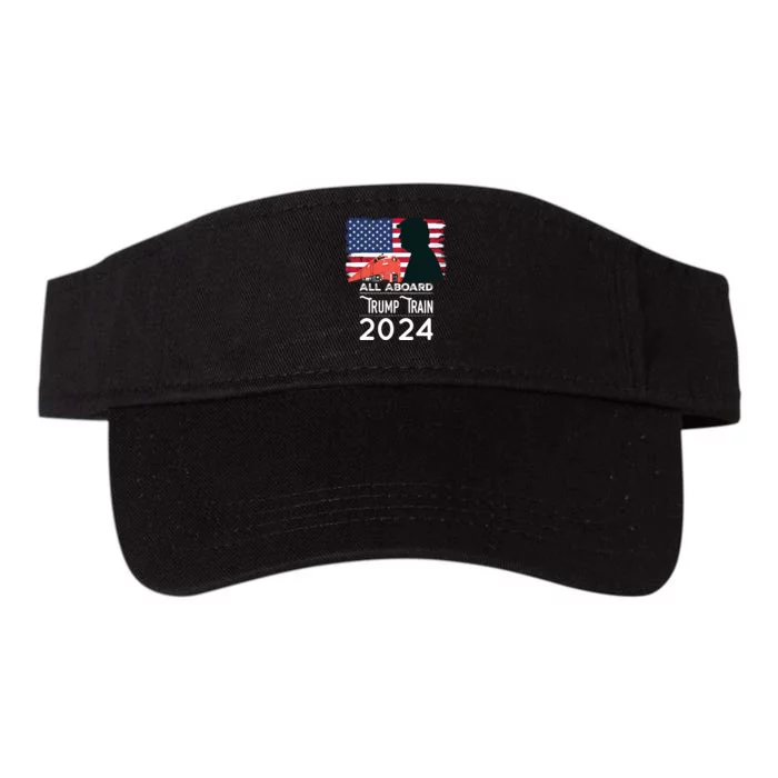 All Aboard Trump Train 2024 Vintage American Flag Valucap Bio-Washed Visor