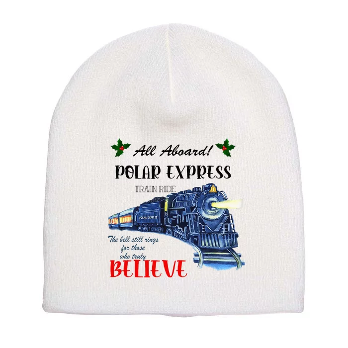 All Aboard Train Ride Believe Christmas Short Acrylic Beanie