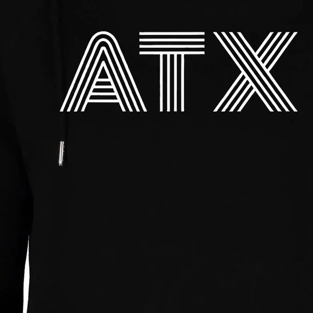 Atx Austin Tx Retro Design In White Womens Funnel Neck Pullover Hood