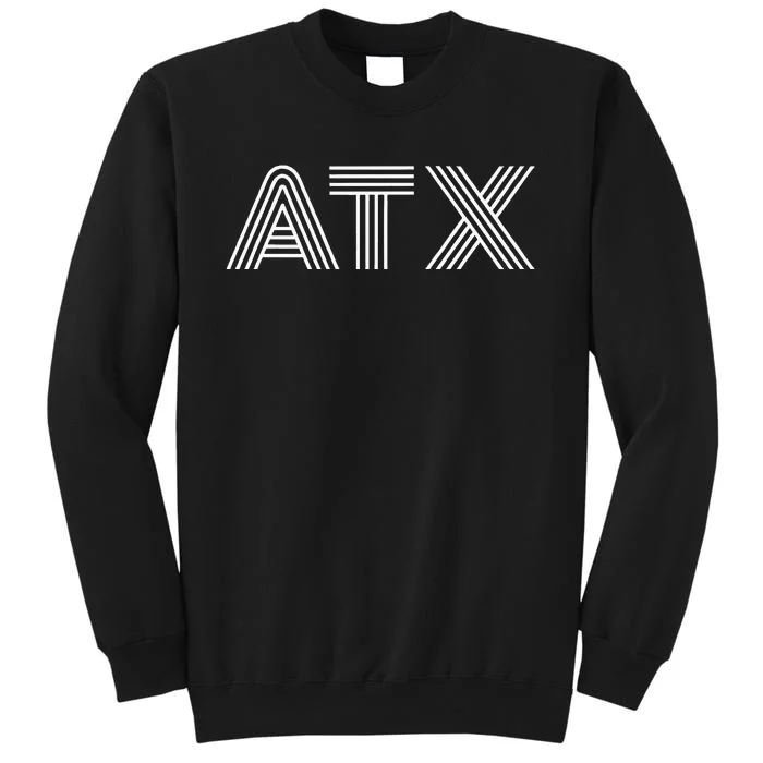 Atx Austin Tx Retro Design In White Tall Sweatshirt