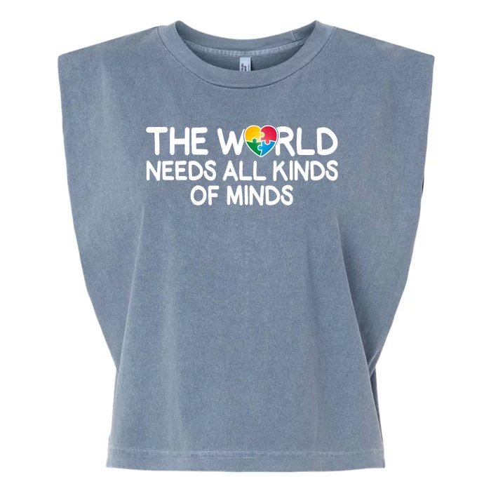 Autism Awareness The World Needs All Kinds Of Minds Garment-Dyed Women's Muscle Tee