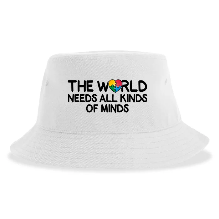 Autism Awareness The World Needs All Kinds Of Minds Sustainable Bucket Hat