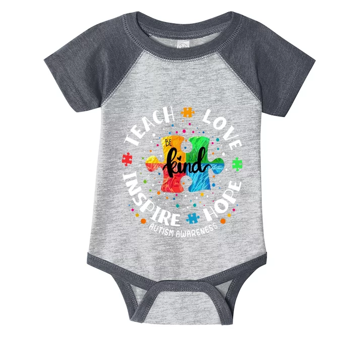 Autism Awareness Teacher Teach Hope Love Inspire Infant Baby Jersey Bodysuit