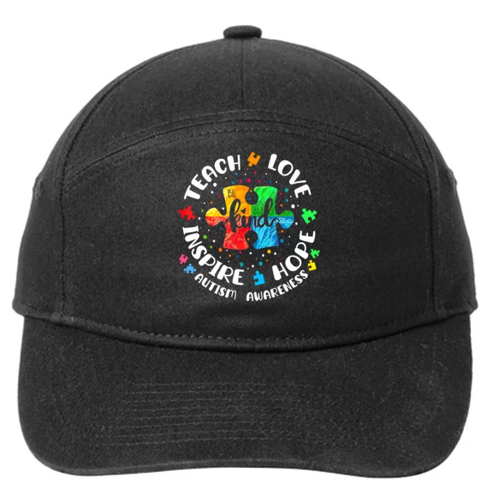 Autism Awareness Teach Hope Love Inspire Teacher 7-Panel Snapback Hat