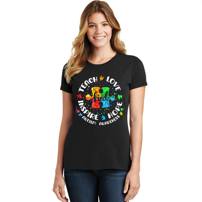 Autism Awareness Teach Hope Love Inspire Teacher Women's T-Shirt