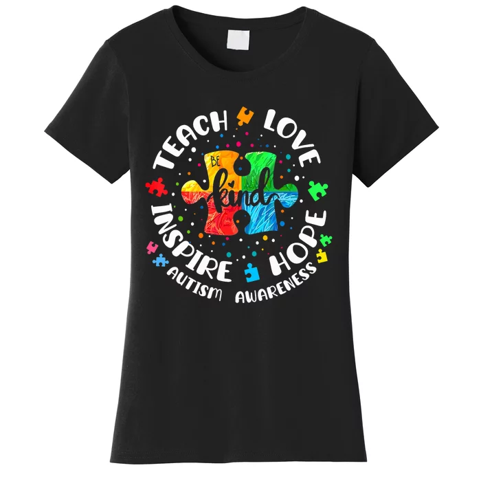 Autism Awareness Teach Hope Love Inspire Teacher Women's T-Shirt