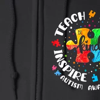 Autism Awareness Teach Hope Love Inspire Teacher Full Zip Hoodie