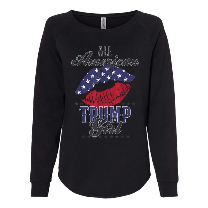 All American Trump Girl USA Flag Lips GOP Vote 2024 Womens California Wash Sweatshirt