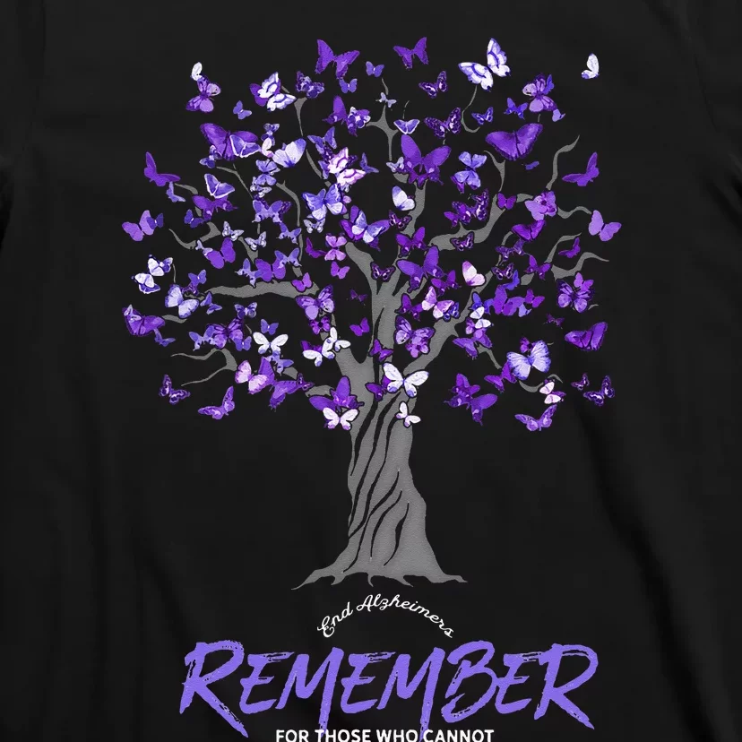 Alzheimer Awareness Tee For Women Purple Butterfly T-Shirt