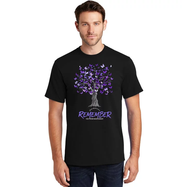 Alzheimer Awareness Tee For Women Purple Butterfly Tall T-Shirt