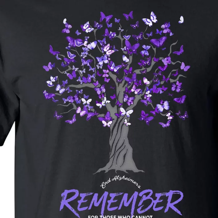 Alzheimer Awareness Tee For Women Purple Butterfly Tall T-Shirt