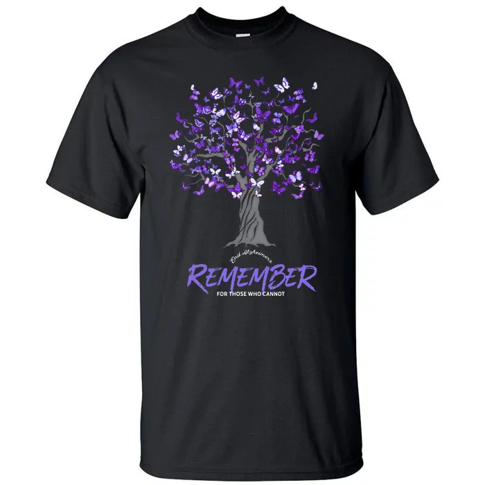 Alzheimer Awareness Tee For Women Purple Butterfly Tall T-Shirt