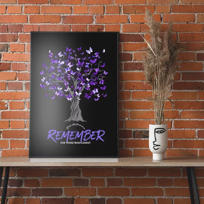 Alzheimer Awareness Tee For Women Purple Butterfly Poster