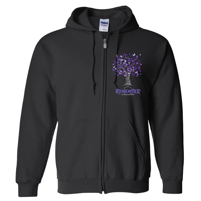 Alzheimer Awareness Tee For Women Purple Butterfly Full Zip Hoodie