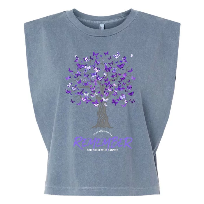 Alzheimer Awareness Tee For Women Purple Butterfly Garment-Dyed Women's Muscle Tee