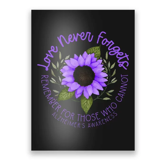 Alzheimer Awareness Tee For Women Purple Sunflower Poster