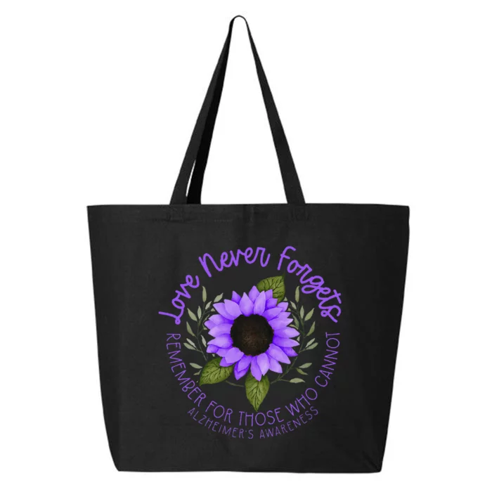 Alzheimer Awareness Tee For Women Purple Sunflower 25L Jumbo Tote