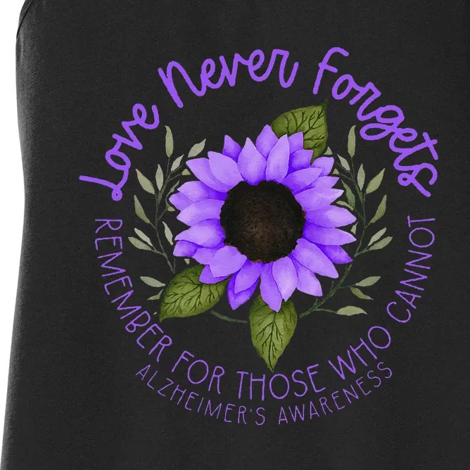 Alzheimer Awareness Tee For Women Purple Sunflower Women's Racerback Tank