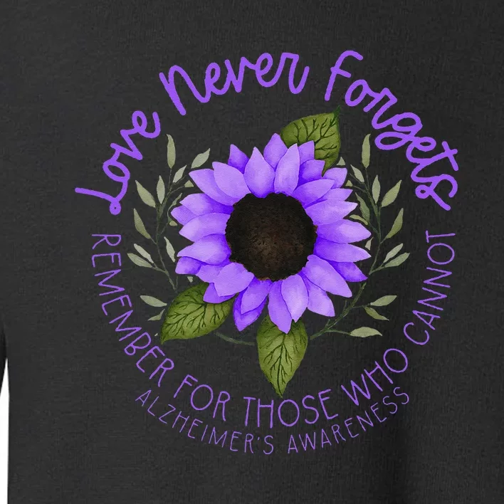 Alzheimer Awareness Tee For Women Purple Sunflower Toddler Sweatshirt