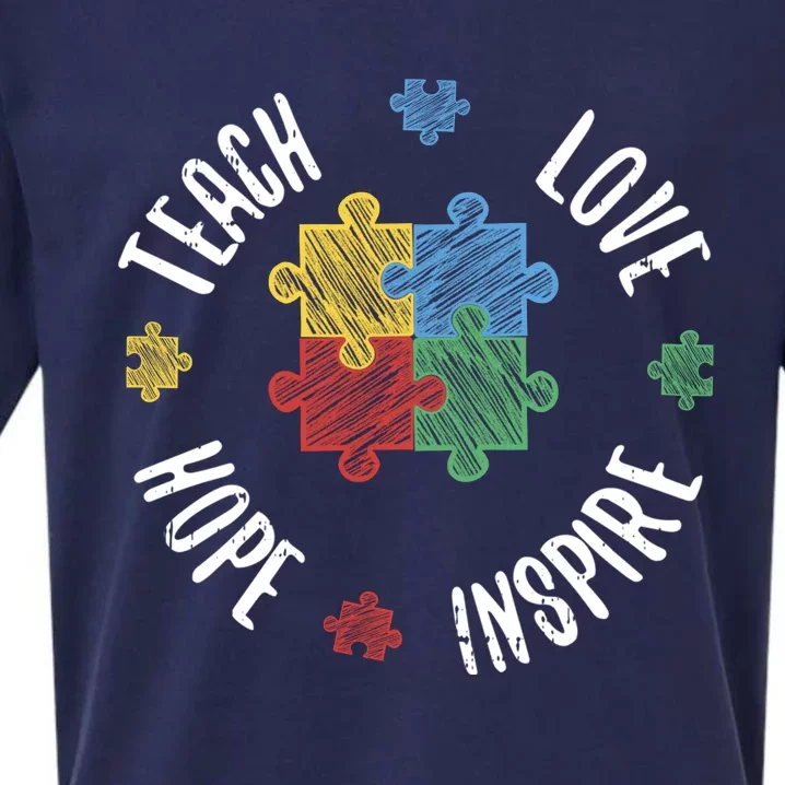 Autism Awareness Teacher Gift Sueded Cloud Jersey T-Shirt