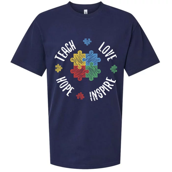 Autism Awareness Teacher Gift Sueded Cloud Jersey T-Shirt