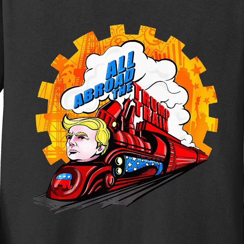 All Abroad The Trump Train 2024 Future Is Bright Premium Kids Long Sleeve Shirt