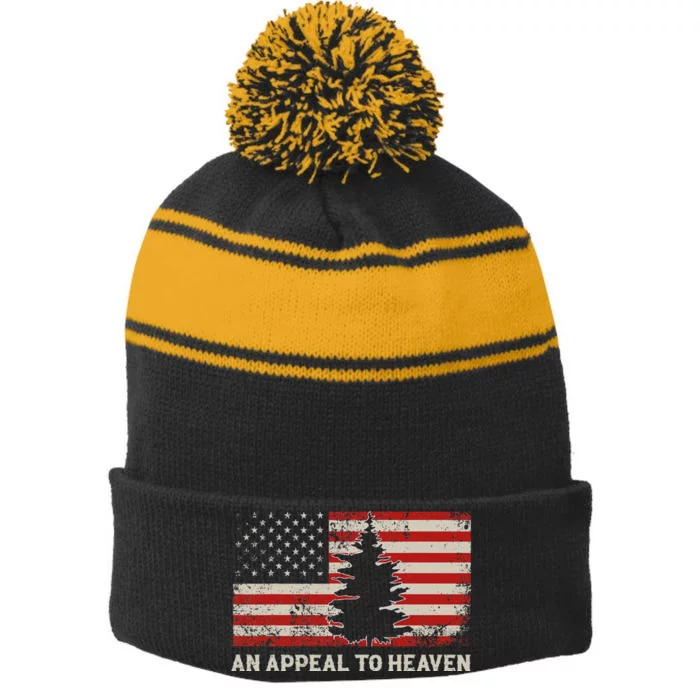 An Appeal To Heaven Pine Tree Usa Revolution American Flag Stripe Pom Pom Beanie