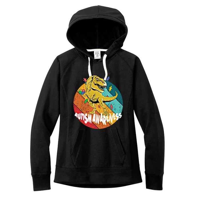 Autism Awareness T Rex Dinosaur And Gift Women's Fleece Hoodie