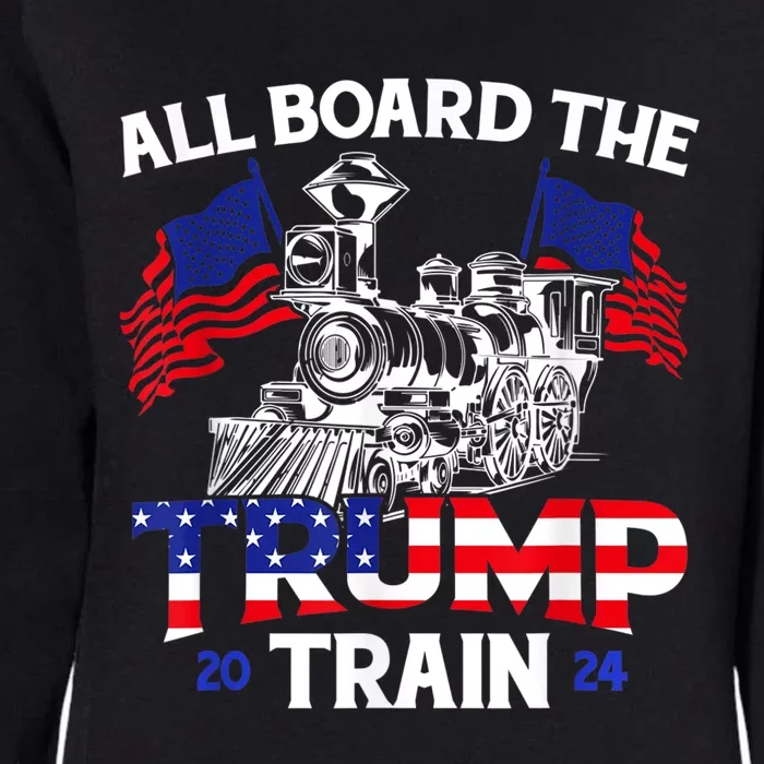 All Aboard Trump Train 2024 American Flag Trump Support Womens California Wash Sweatshirt