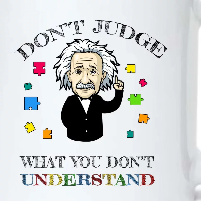 Autism Awareness Teacher Accept Don't Judge Albert Einstein Black Color Changing Mug