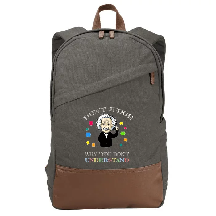 Autism Awareness Teacher Accept Don't Judge Albert Einstein Cotton Canvas Backpack