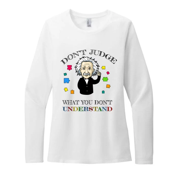 Autism Awareness Teacher Accept Don't Judge Albert Einstein Womens CVC Long Sleeve Shirt