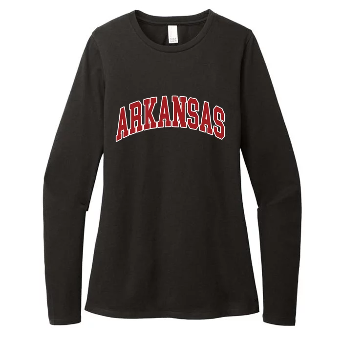 Arkansas Ar Throwback Design Print Classic Womens CVC Long Sleeve Shirt