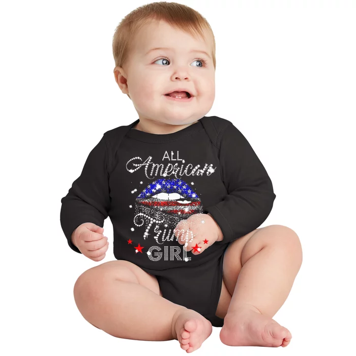 All American Trump Girl Mouth Diamond Baby Long Sleeve Bodysuit