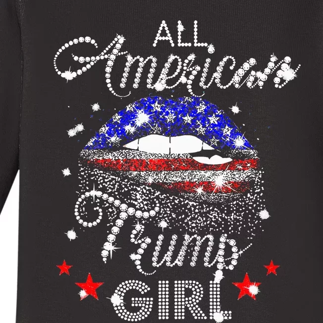 All American Trump Girl Mouth Diamond Baby Long Sleeve Bodysuit