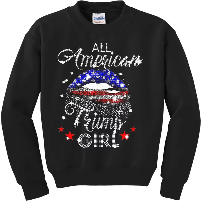 All American Trump Girl Mouth Diamond Kids Sweatshirt