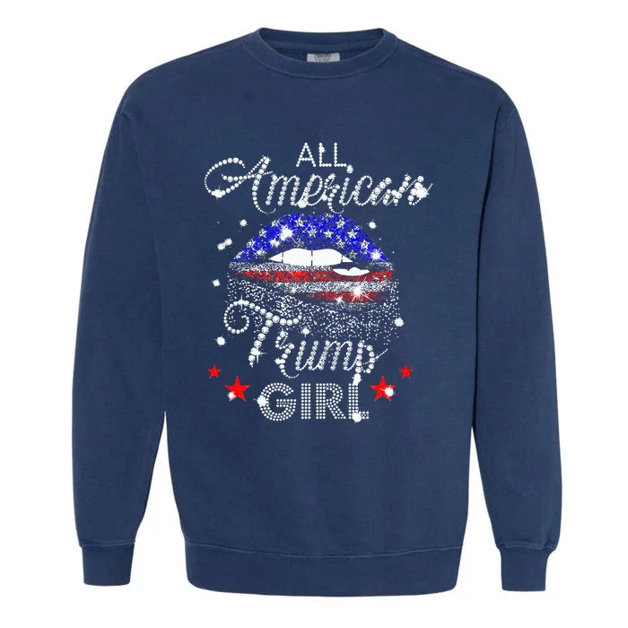 All American Trump Girl Mouth Diamond Garment-Dyed Sweatshirt