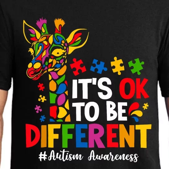 Autism Awareness Teacher Cute Giraffe Its Ok To Be Different Pajama Set