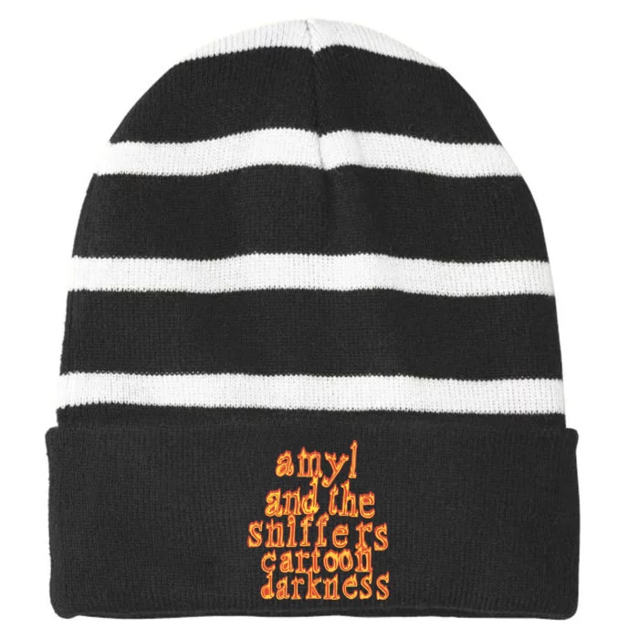 Amyl And The Sniffers Cartoon Darkness Striped Beanie with Solid Band