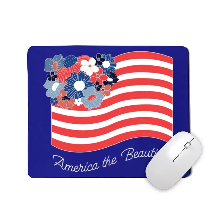 Americana America The Beautiful Flowers Funny Gift Mousepad