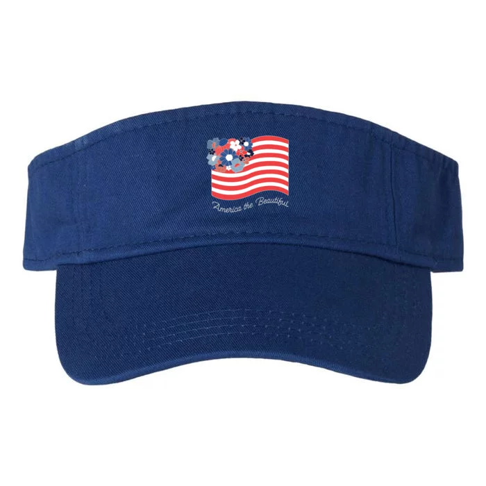 Americana America The Beautiful Flowers Funny Gift Valucap Bio-Washed Visor