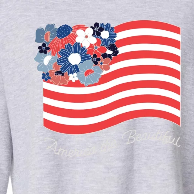 Americana America The Beautiful Flowers Funny Gift Cropped Pullover Crew