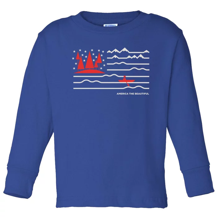 Americana America The Beautiful Sailing Ship Gift Toddler Long Sleeve Shirt