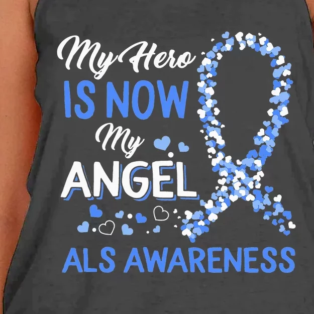 Als Awareness The Hero Is Now My Angel Family Remembrance Women's Knotted Racerback Tank