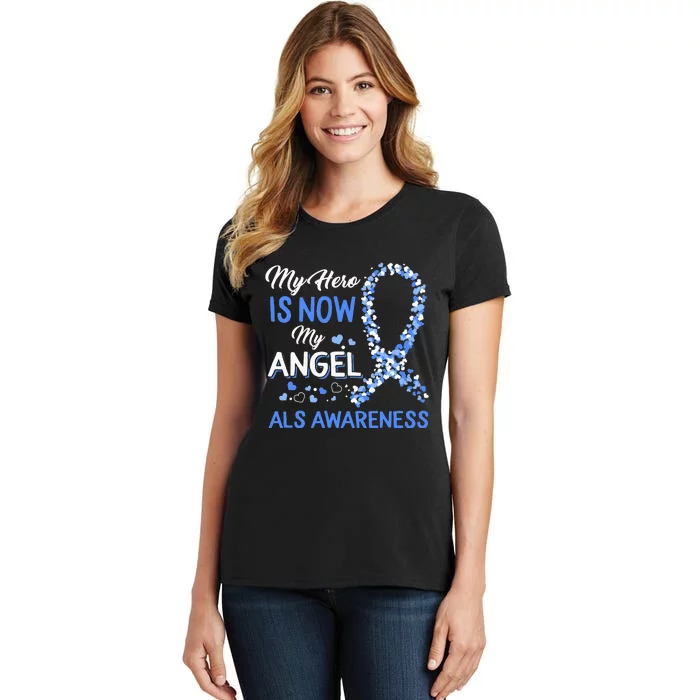 Als Awareness The Hero Is Now My Angel Family Remembrance Women's T-Shirt