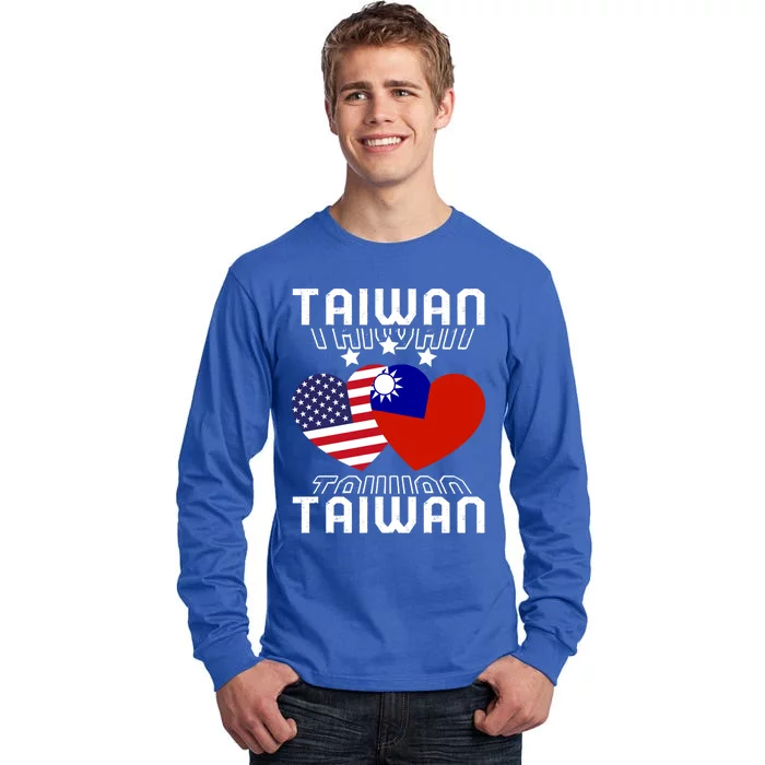 America And Taiwan Taiwanese American Flag Dual Nationality Cool Gift Tall Long Sleeve T-Shirt