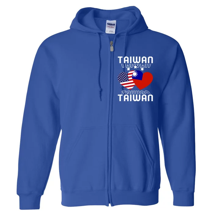 America And Taiwan Taiwanese American Flag Dual Nationality Cool Gift Full Zip Hoodie