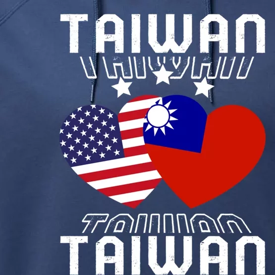 America And Taiwan Taiwanese American Flag Dual Nationality Cool Gift Performance Fleece Hoodie